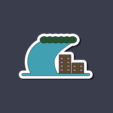 paper sticker on stylish background tsunamiのイラスト素材