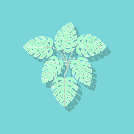 paper sticker on stylish background plant Monsteraのイラスト素材