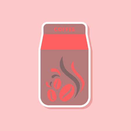 paper sticker on stylish background of coffee paper packageのイラスト素材