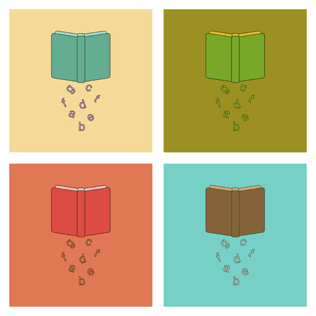 assembly flat icons alphabet bookのイラスト素材