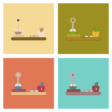 assembly flat icons math book tableのイラスト素材