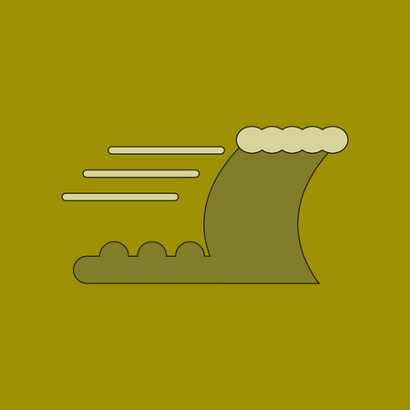 flat icon on background ocean tsunamiのイラスト素材