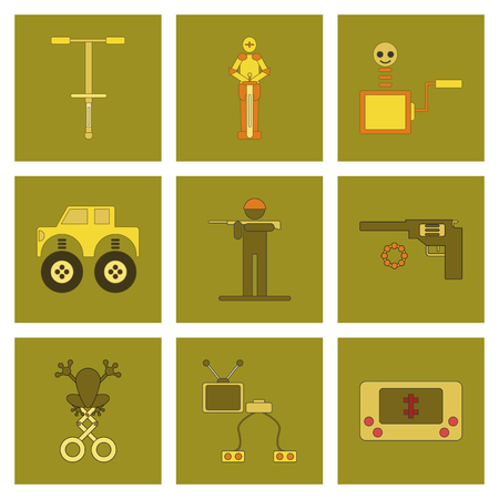 assembly flat icons Kids toysのイラスト素材