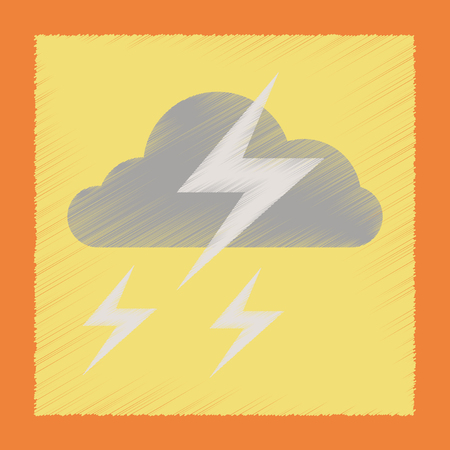 flat shading style icon lightning cloudのイラスト素材