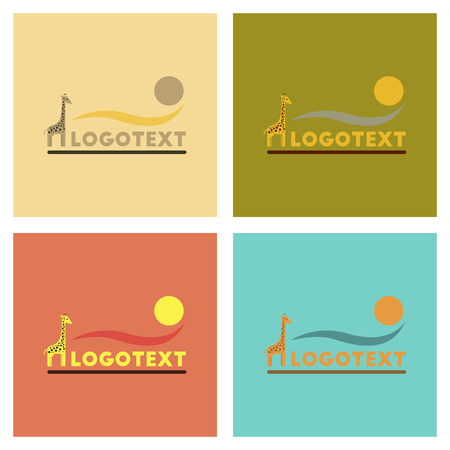 Assembly flat icons nature giraffe logoのイラスト素材