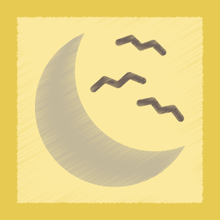 Flat shading style icon of halloween moon batsのイラスト素材
