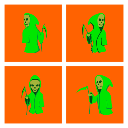 assembly flat illustration halloween death scytheのイラスト素材