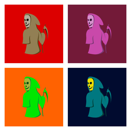 assembly flat illustration halloween death scytheのイラスト素材
