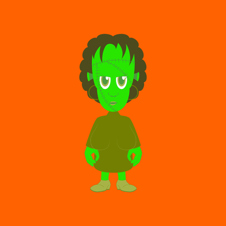 flat illustration on background of zombie womanのイラスト素材
