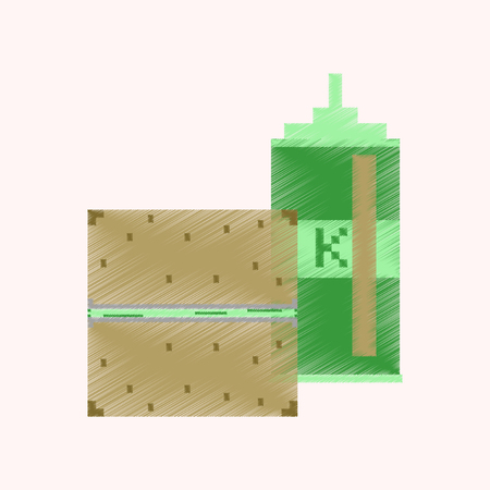 flat shading style icon pixel burger and ketchupのイラスト素材