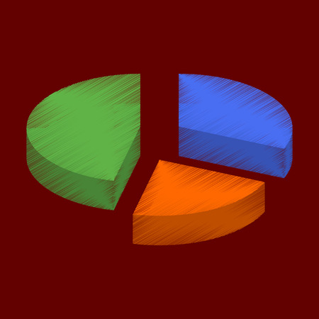 flat shading style icon Pie chartのイラスト素材