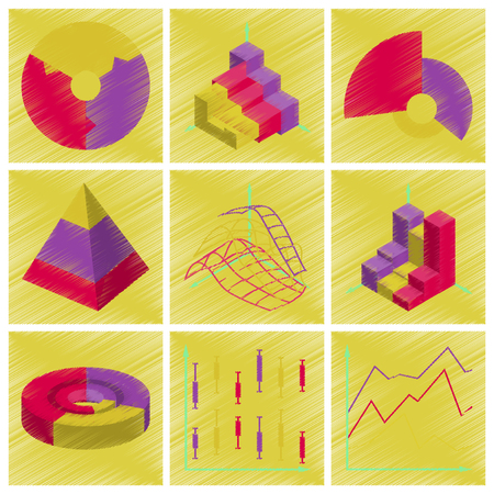 Colorful economic graphs illustration.のイラスト素材