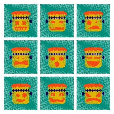 assembly flat shading style icon halloween monsterのイラスト素材