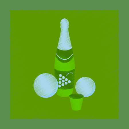 flat shading style icon champagne orangesのイラスト素材