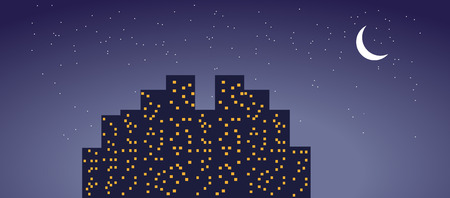 city in the desert . lights of the night city . United Arab Emirates in flat designのイラスト素材