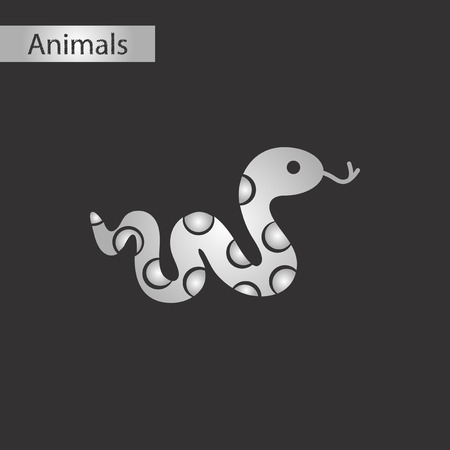 Black and white style icon of a snakeのイラスト素材