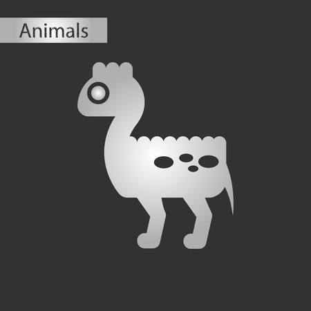 Black and white style icon of a dinosaurのイラスト素材