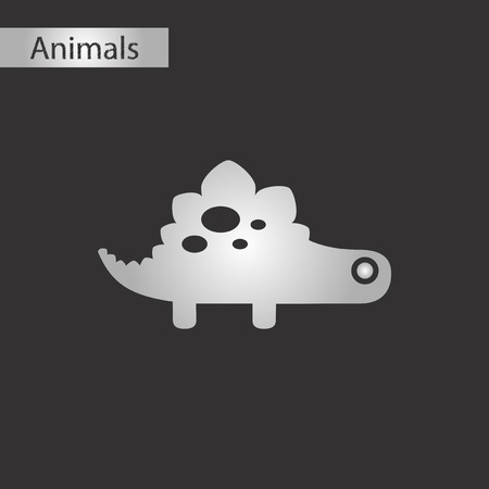 Black and white style icon of a dinosaurのイラスト素材