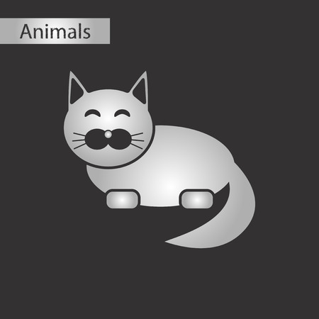 Black and white style icon of a pet catのイラスト素材