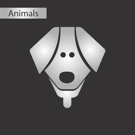 Black and white style icon of a dogのイラスト素材