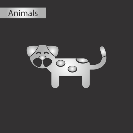 Black and white style icon of a pet dogのイラスト素材