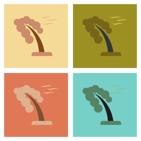 assembly flat icons nature strong wind treeのイラスト素材