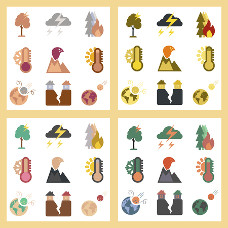 Assembly of flat icons natural danger disastersのイラスト素材