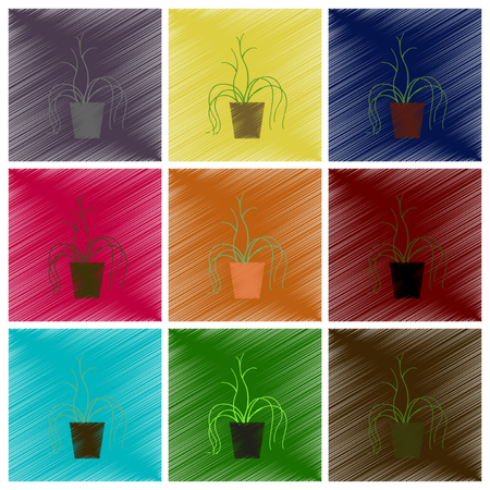 assembly flat shading style icons plant in a potのイラスト素材