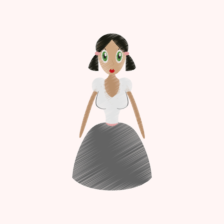 flat shading style icon Toy dollのイラスト素材