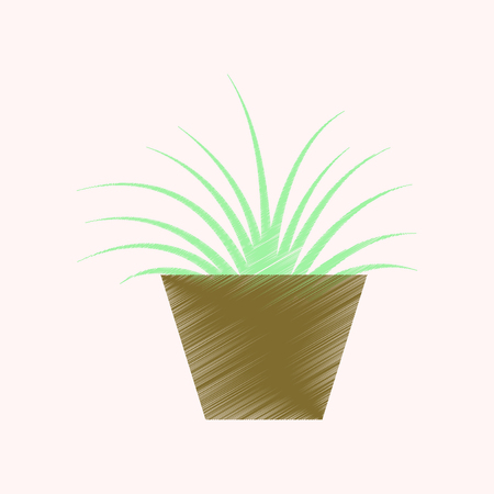 flat shading style icon flower in pot aloeのイラスト素材