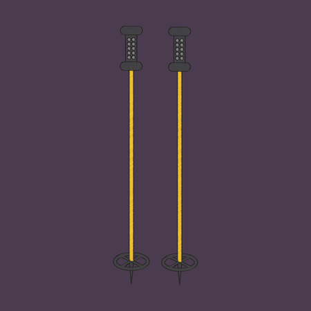 flat shading style icon Ski polesのイラスト素材