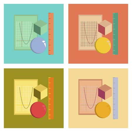 Set of geometry lesson concept assembly flat icons illustrations.のイラスト素材