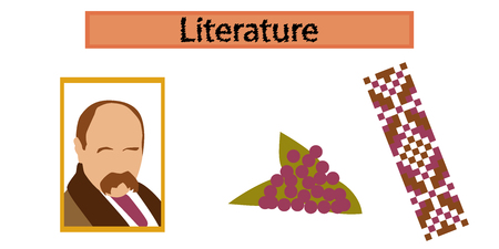 Literature concept assembly flat icons illustration.のイラスト素材