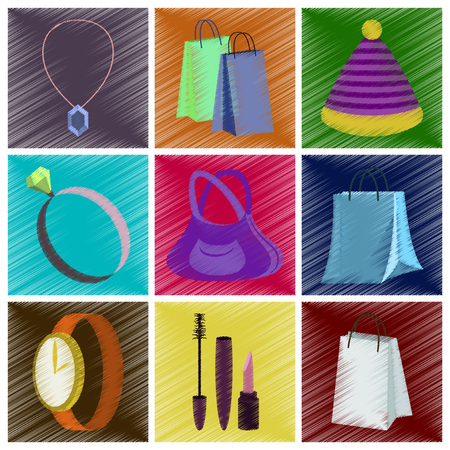 assembly flat shading style icons Accessoriesのイラスト素材