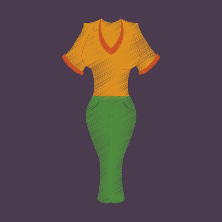 flat shading style icon Women pants and shirtのイラスト素材