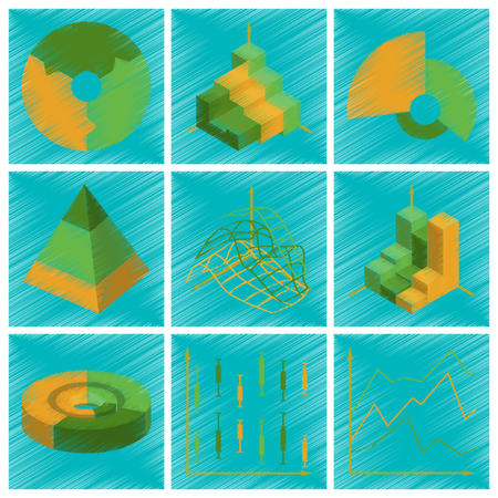 assembly flat shading style icons Economic graphsのイラスト素材