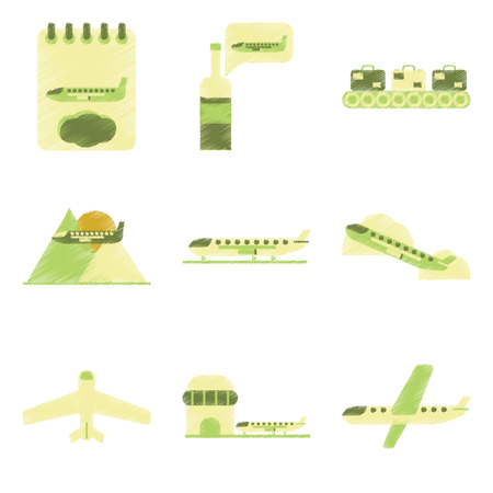 Set of Flat Icons in Shading Style planesのイラスト素材