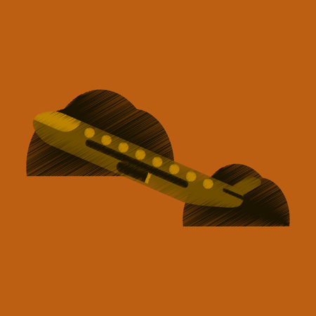 Flat Icon in Shading Style Plane in the skyのイラスト素材