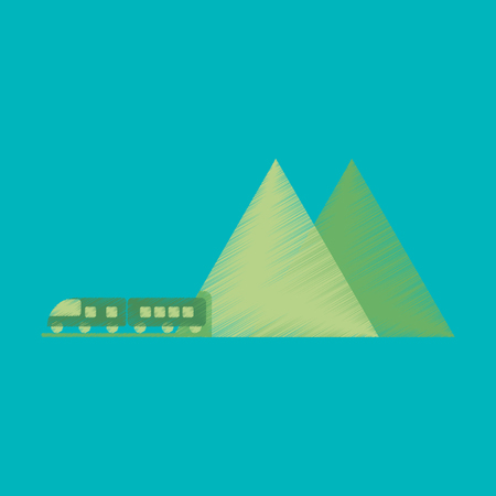 Flat Icon in Shading Style mountain trainのイラスト素材