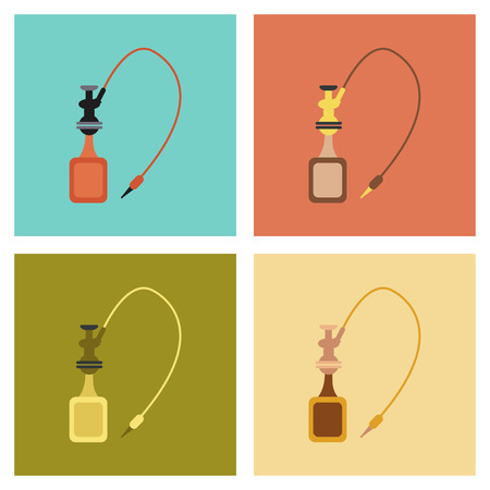 assembly flat icons Eastern smoke hookahのイラスト素材