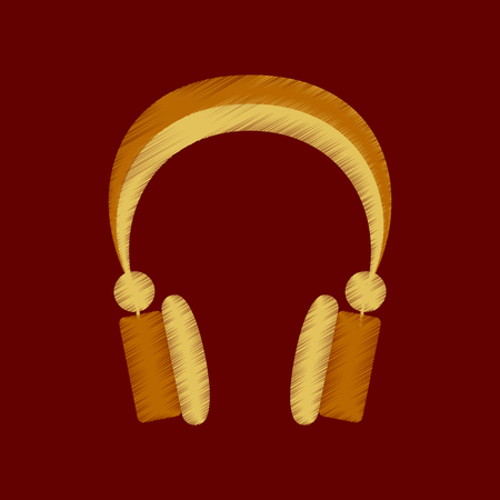 flat shading style icon headphones stereoのイラスト素材