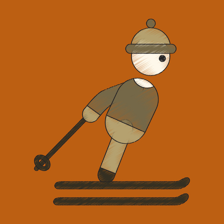 flat shading style icon skierのイラスト素材