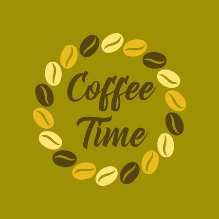 flat icon on background bean Coffee timeのイラスト素材