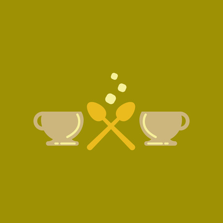 flat icon on background cups hot coffeeのイラスト素材