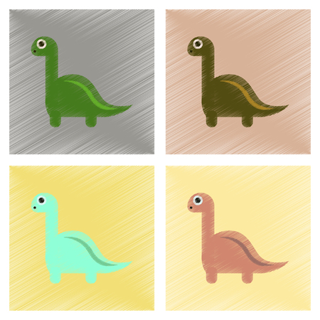 assembly flat shading style icons cartoon dinosaurのイラスト素材
