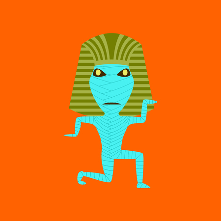 flat illustration on background of mummy halloween monsterのイラスト素材