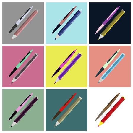 assembly flat icons Pen and pencilのイラスト素材