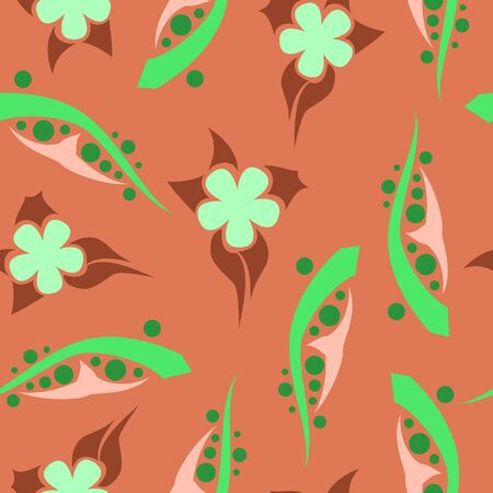 Floral abstract pattern in red backgroundのイラスト素材