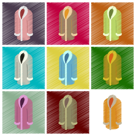 assembly flat shading style icons clothes fur coatのイラスト素材