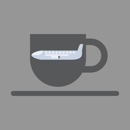 Icon in flat design for airport cup of coffeeのイラスト素材